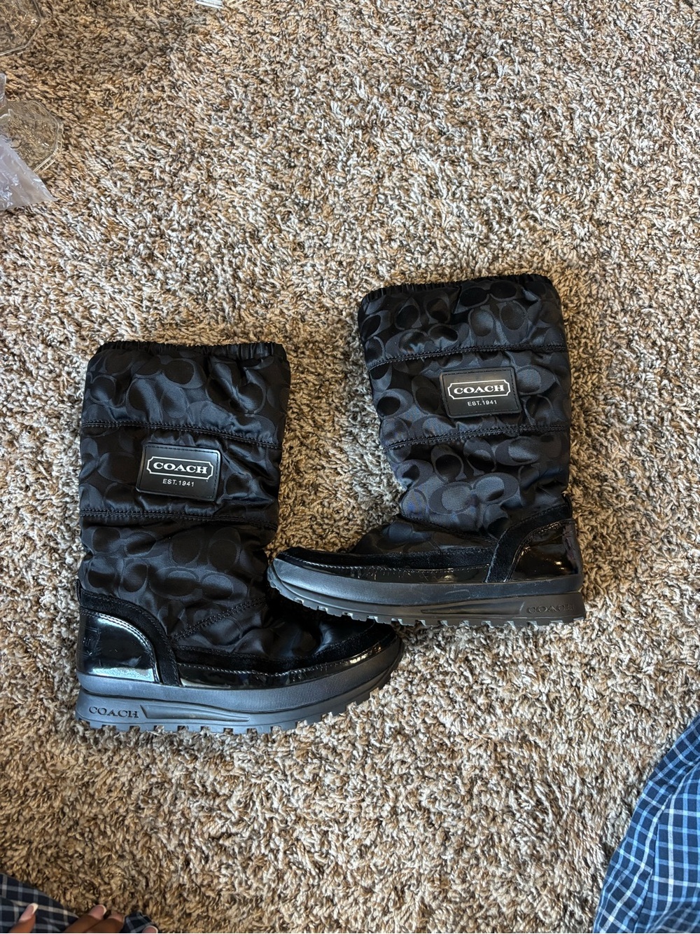 Coach Black Signature Puffer Boots